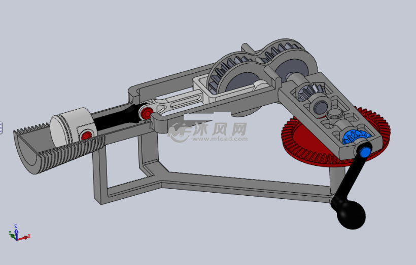 齿轮传动机制的单杠发动机模型 - solidworks机械设备