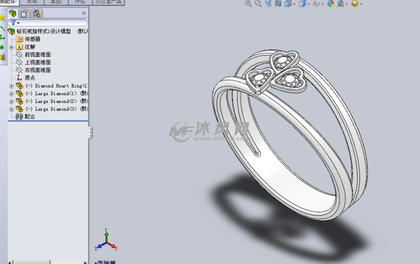 钻石戒指样式1设计模型 - solidworks生活用品类