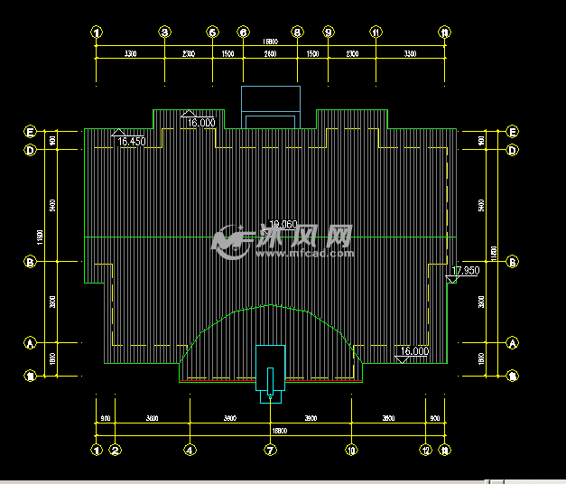 AutoCAD一梯两户60平方住宅建筑平面图