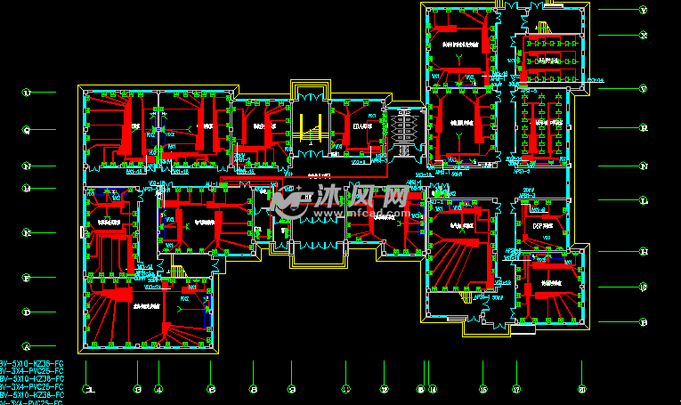 某大学实验楼建筑电气 专业套图 - cad校园单体