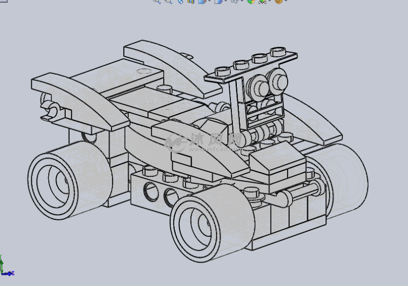 乐高玩具小拼图之四驱小车设计模型 - solidwo