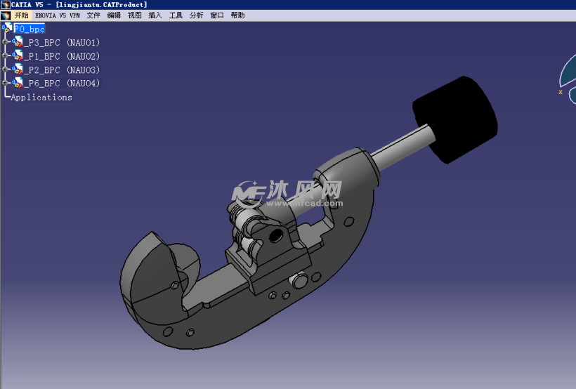 黄铜管道切割工具(工装)设计模型 - catia机械设