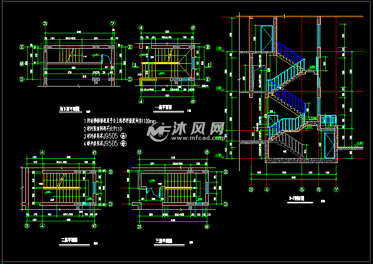 3层独栋别墅(带地下车库)建筑结构全套施工图-540平25