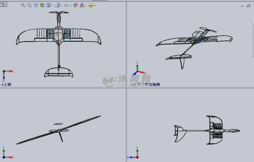 可制作实物的无人机设计模型三视图