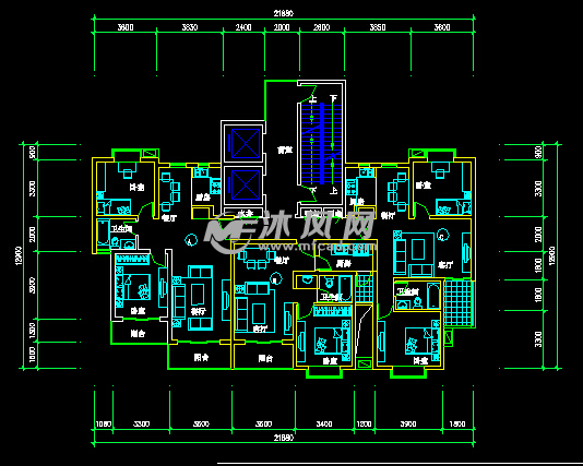 住宅装修一梯三户、一梯四户户型图 - AutoCA