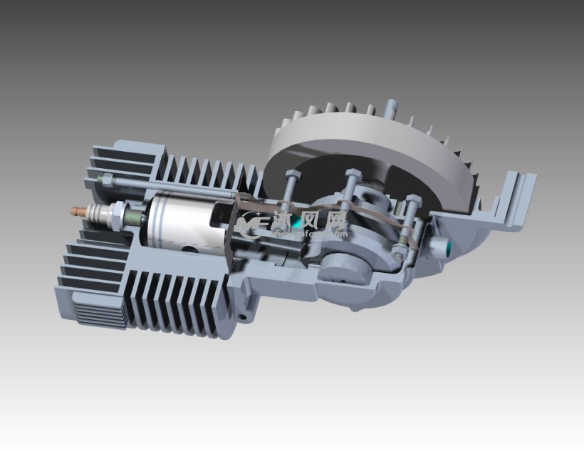小型2T引擎(发动机)设计模型(全套CAD图和3D