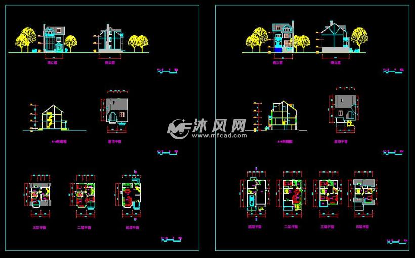 90平米4层农村别墅经典建筑施工图-AutoCAD海晏别墅三亚图片