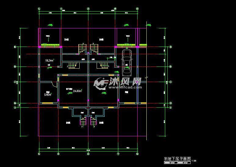 165平米4层农村飞天双拼别墅建筑施工图(带地