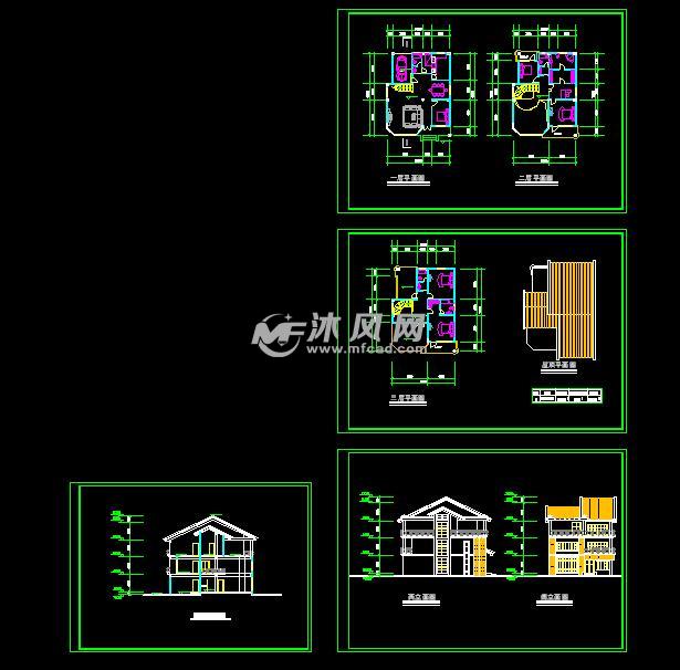 150平米3层轨道富贵别墅建筑施工图-AutoCAv轨道图端子农村纸板图片