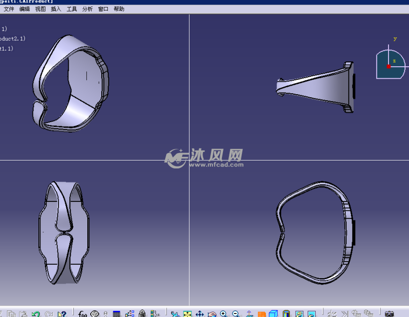 电子手镯设计模型三视图