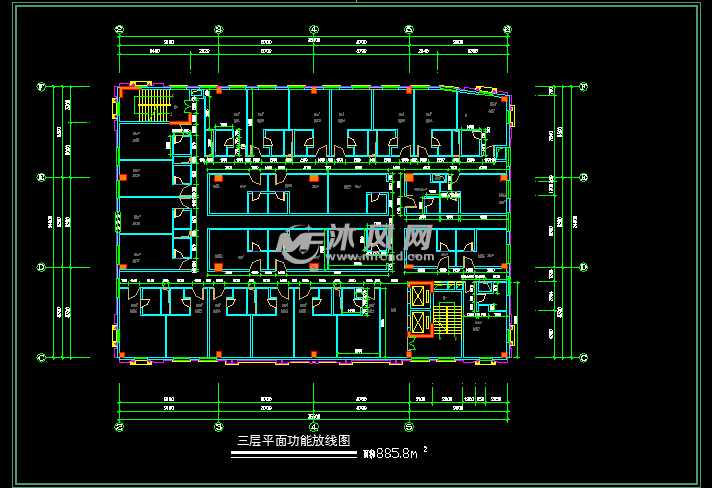 三层平面功能放线图