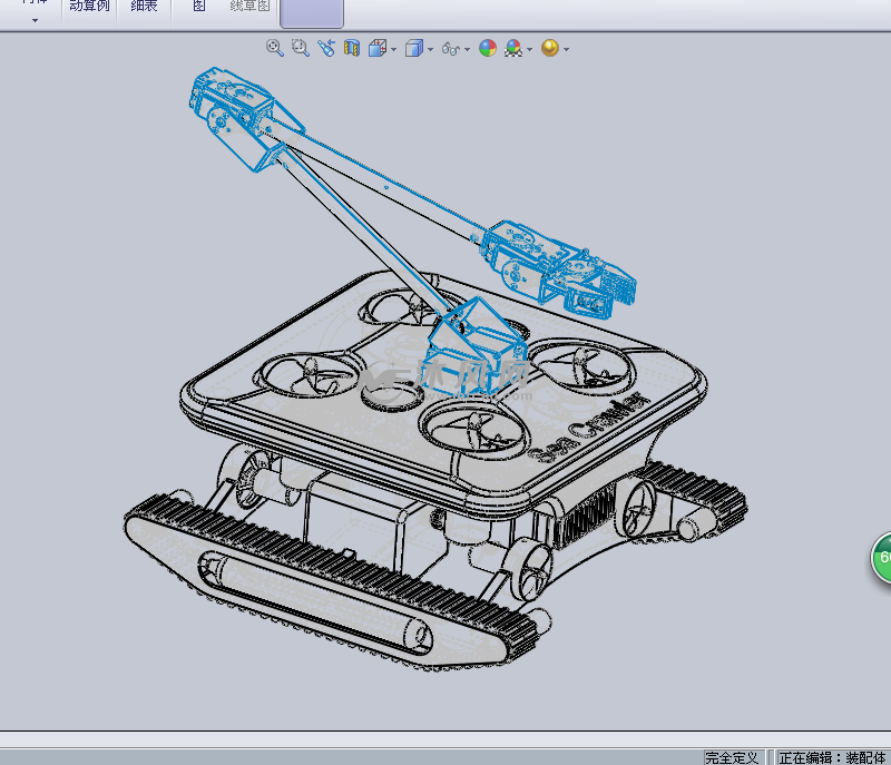 详解的履带机器人设计模型 - solidworks机械设备模型下载 - 沐风图纸