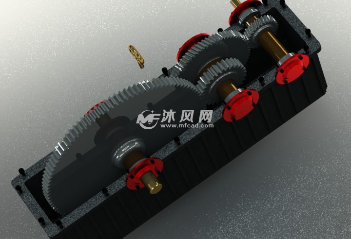 三齿轮减速机设计模型 - solidworks机械设备模