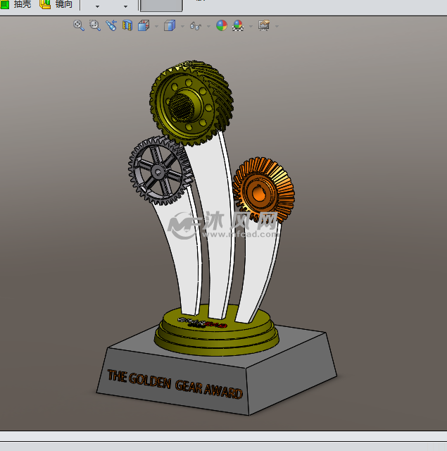 三款齿轮样式的奖杯设计模型