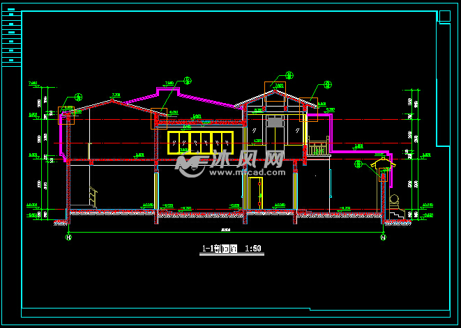 建筑图纸 住宅建筑 建筑住宅单体平,立面图纸立面图1 立面图2 剖面图2