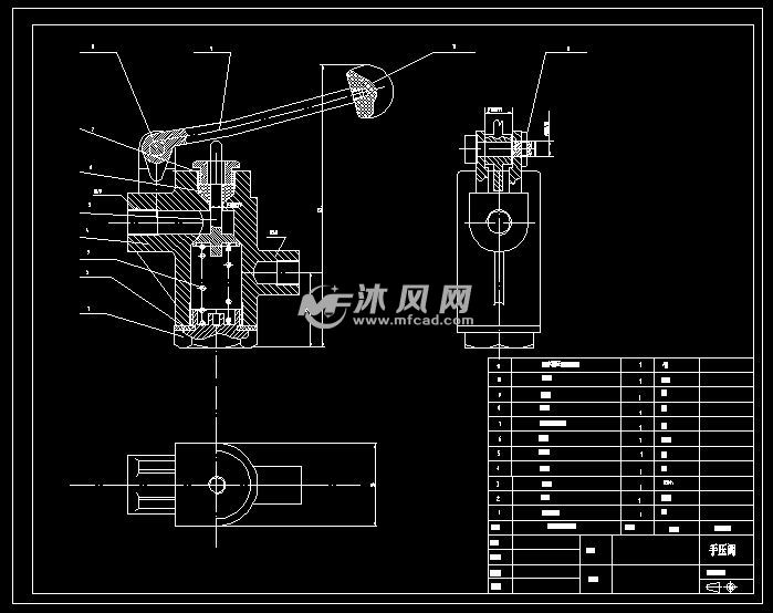 一种手压阀装配图 - autocad泵阀类图纸下载 - 沐风