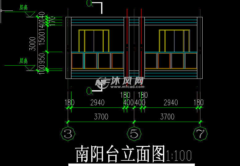 南阳台立面图