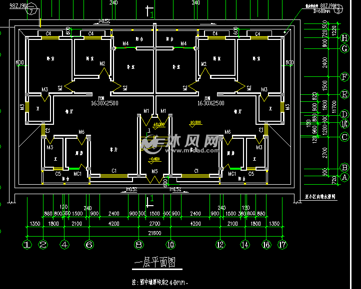 纯粹建舍花园小区住宅楼建筑图 - AutoCAD多层