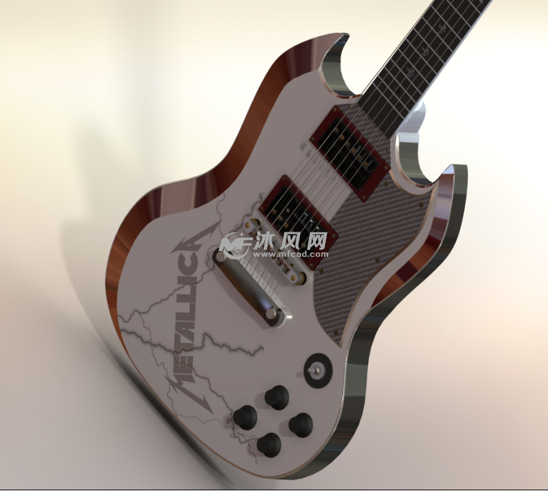 金属材质的吉他绘制模型 - solidworks生活用品
