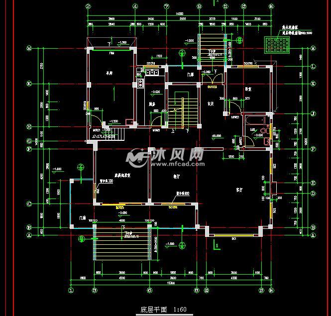 18平米2层广州高档排屋别墅设计施工平面图(带
