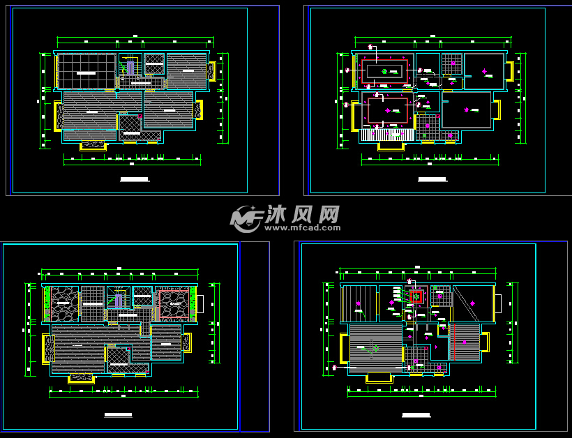 三层客房-300平66张CAD图+3D模型1个+5张效别墅别墅v客房图片