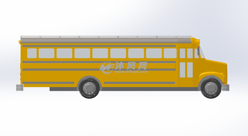 黄色小学生校车模型 - solidworks交通工具模型