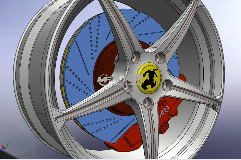 法拉利车轮毂及刹车系统模型 - solidworks交通