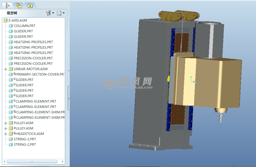 立式加工中心直线电机z轴进给系统完整模型 -