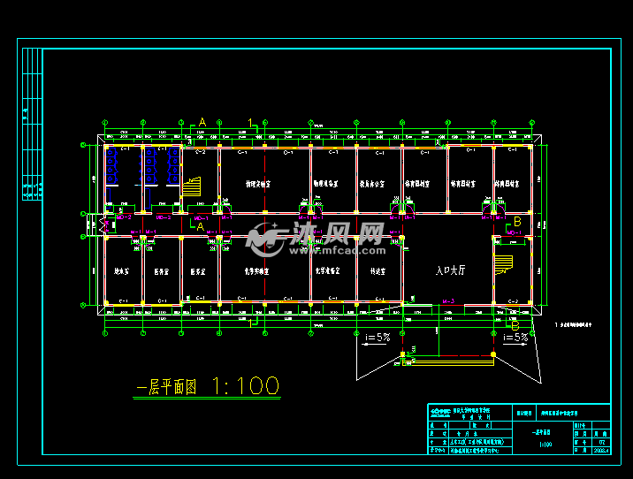 某五层中小学教学楼建筑毕业设计图 - AutoCA