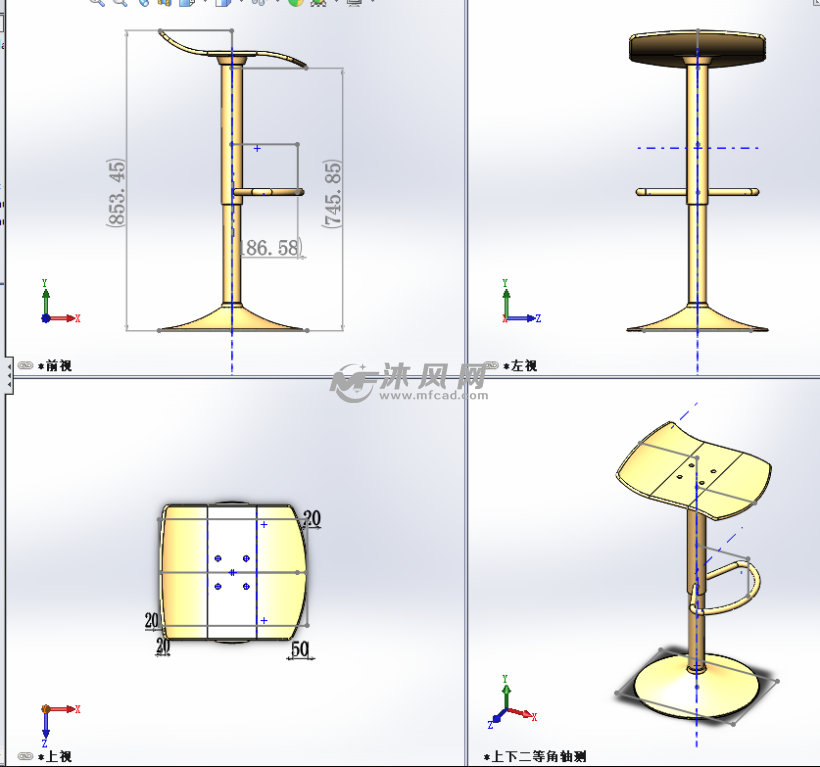 solidworks升降椅子设计