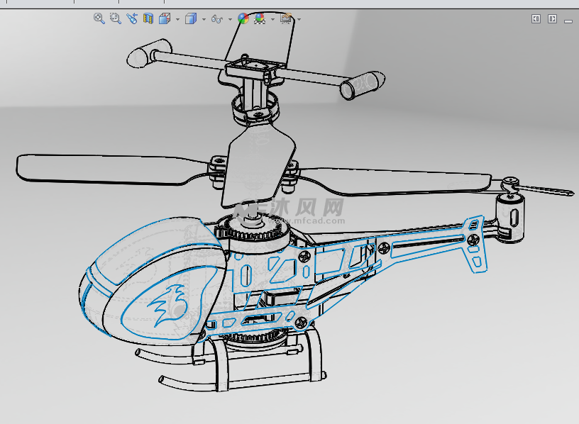玩具简易直升飞机模型 - solidworks玩具公仔类