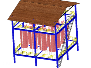 16台螺旋溜槽生产工厂布局模型(大师级工程师