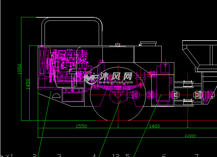 WC5型防爆柴油机无轨胶轮运输车总装图 - Au