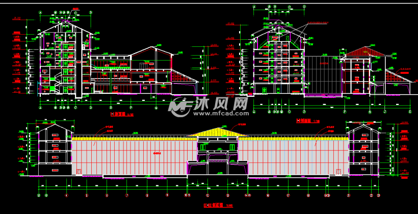 长144.2米 宽62米 四层古建筑宾馆设计 15091平米 含总平无屋顶平面