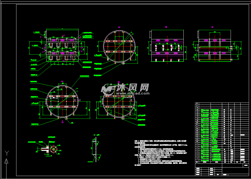 脱硫塔除雾器总装图 - autocad化工环保设备图纸下载 - 沐风图纸