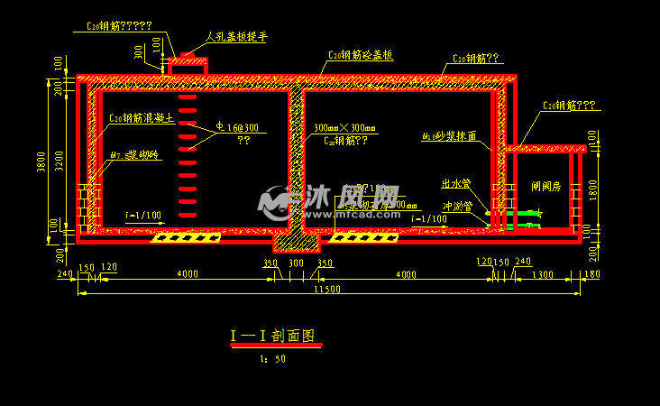 200立方水池平面剖面图 顶板配筋图 - 蓄水池图纸下载 - 沐风图纸