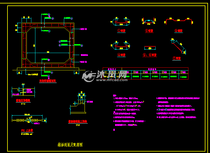 现浇箱涵剖面及配筋图 - 涵洞尾水口图纸下载 - 沐风