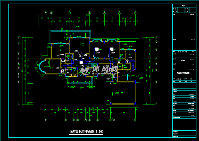 小型别墅vrv空调系统设计图纸 - autocad暖通空调相关图纸 - 沐风图纸
