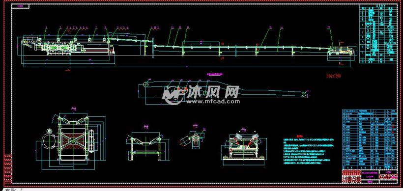 dtl65-20-2x22皮带机装配图 - autocad输送设备图纸