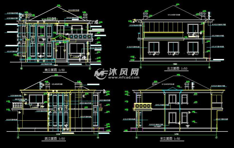 170平米2层江南农村住宅别墅设计施工平面图(带阁楼)