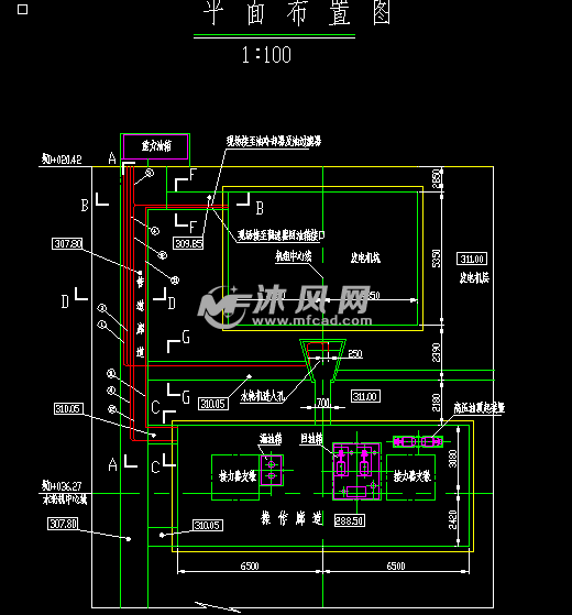 机组重力油系统设备及管路布置图