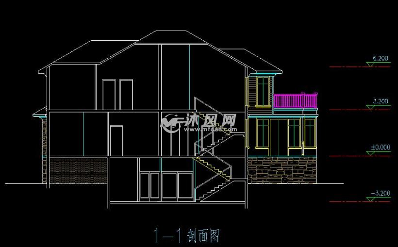 260平米2层山西老心山地别墅设计施工平面图带地下室