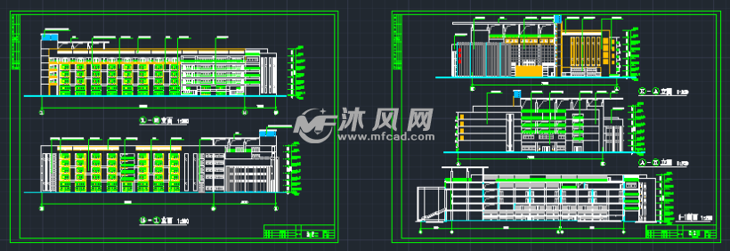 广州财经大学图书馆施工图 - cad校园单体建筑