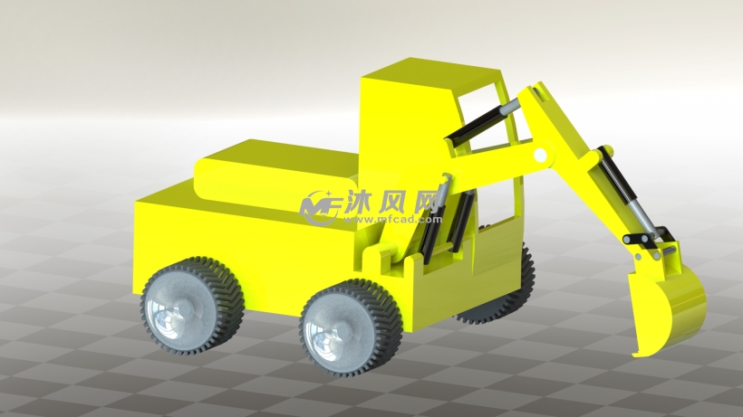 简易玩具挖掘机设计模型 - solidworks玩具公仔