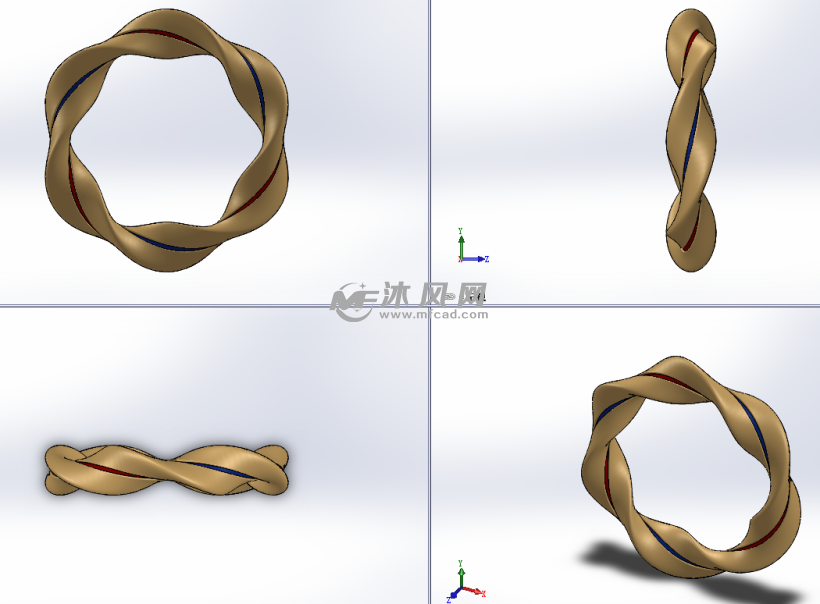 别致的金手镯三视图