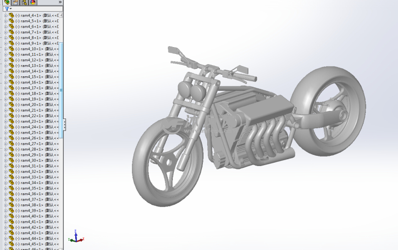 V8发动机运用的摩托车设计模型