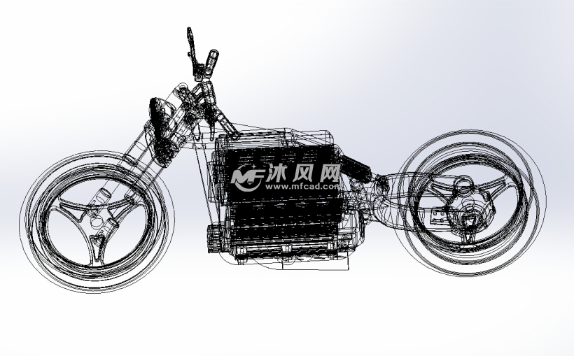 V8发动机运用的摩托车设计模型 - solidworks交