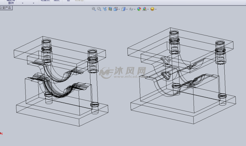 教学使用的折弯模具设计模型 - 工业用品模具图