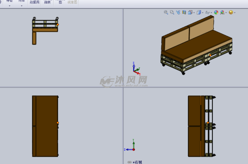 托盘结构的沙发设计模型三视图