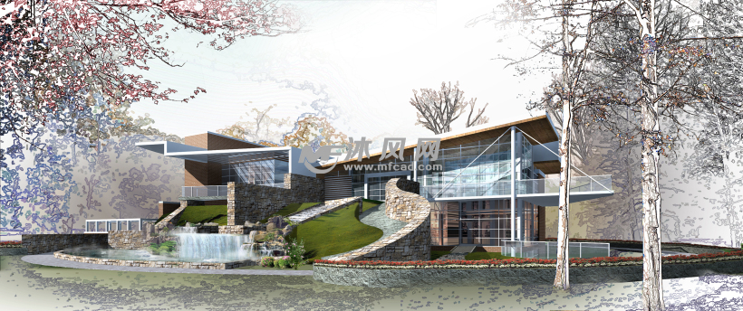 北京檀香山别墅平面设计图D户型带效果图 - A